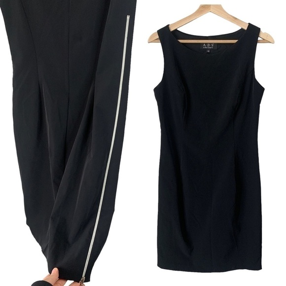 A.B.S. By Allen Schwartz Side Zippers Sleeveless Bodycon Mini Dress Black Sz 10 - Picture 1 of 11